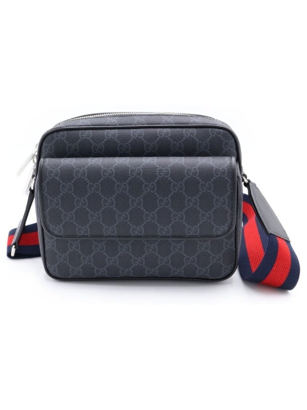 Gucci GG Supreme Small Crossbody Shoulder Bag Black Canvas Leather